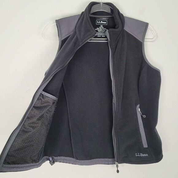 L.L. Bean Size XS Polartec Vest Stretch Fleece Zip Pockets Black Gray - Picture 10 of 12